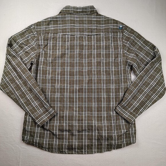 Wrangler Regular Fit Pearl Snap Shirt Mens sz L Green Plaid Western - Picture 2 of 9
